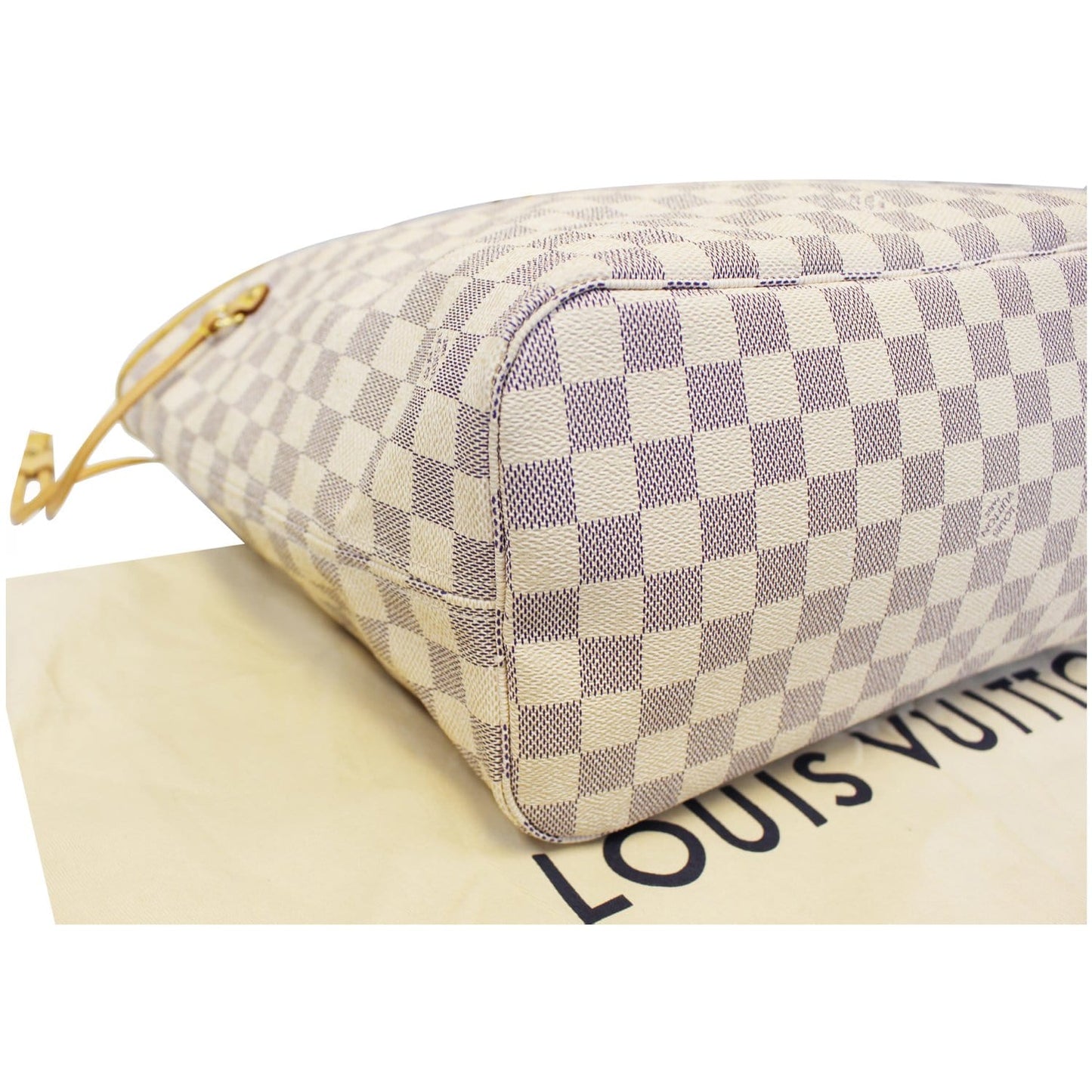 LOUIS VUITTON Neverfull MM Damier Azur Tote Shoulder Bag White