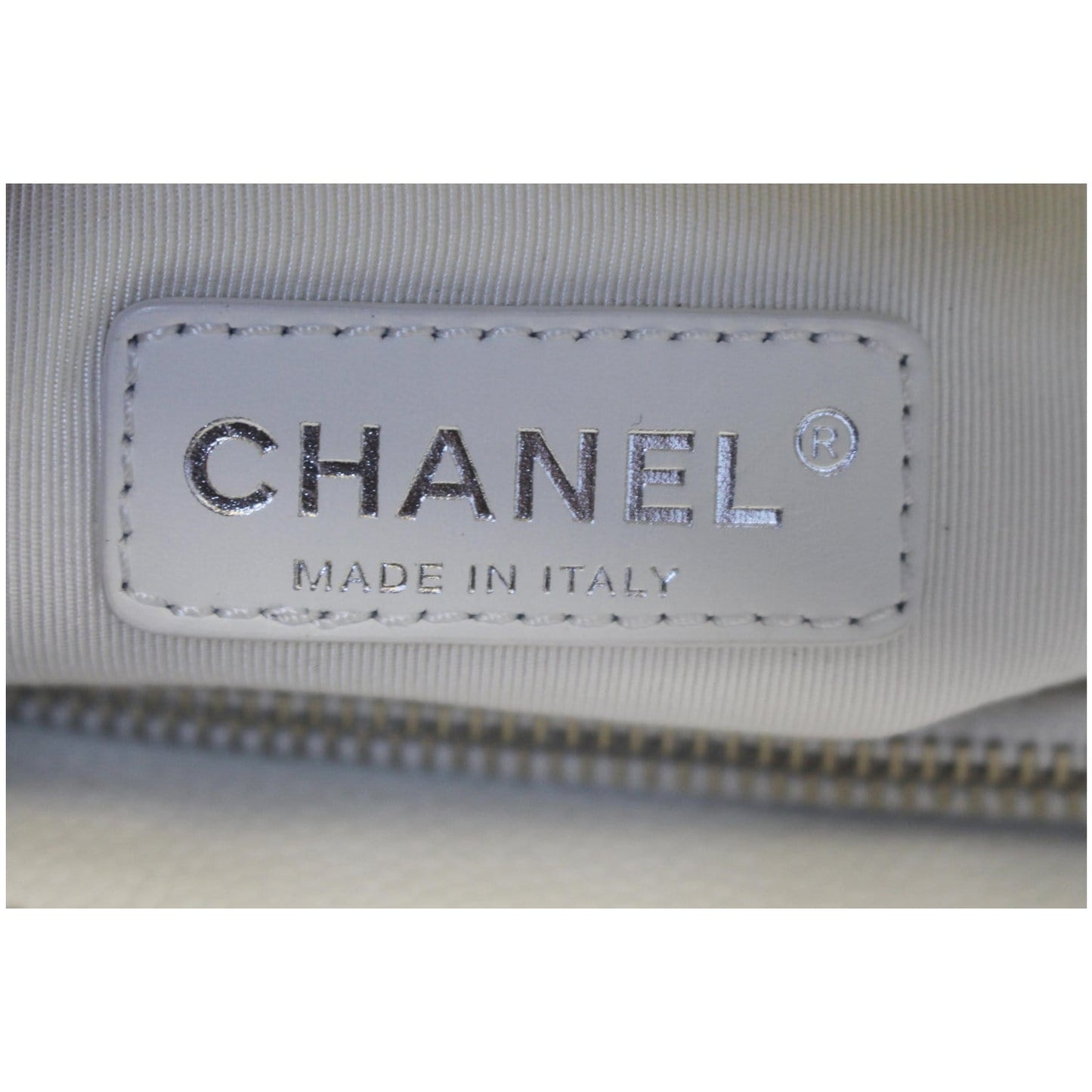 CHANEL Grand Shopping Quilted Caviar Leather Tote Bag White