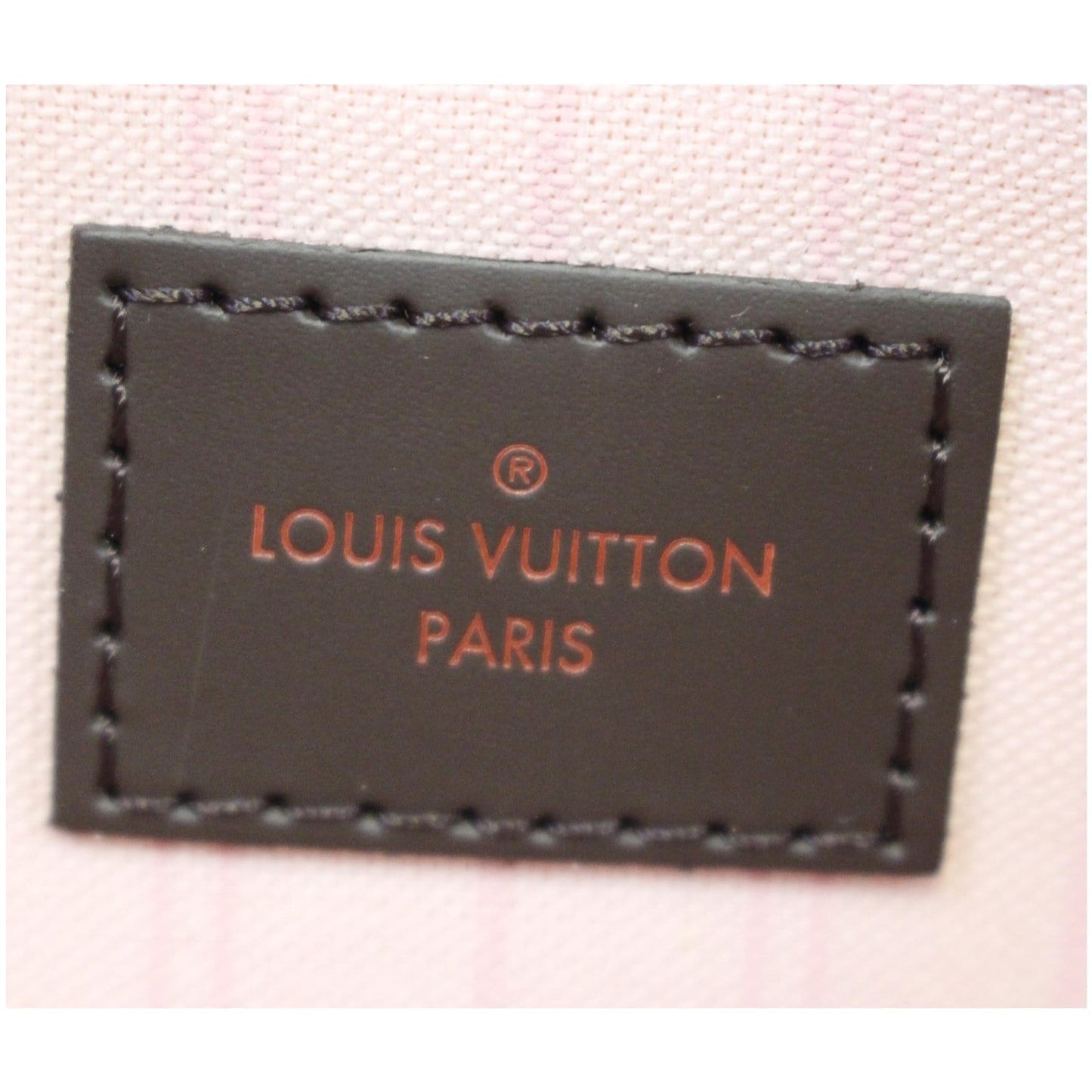LOUIS VUITTON Pochette Wristlet Pouch Damier Ebene Neverfull MM Rose Ballerine