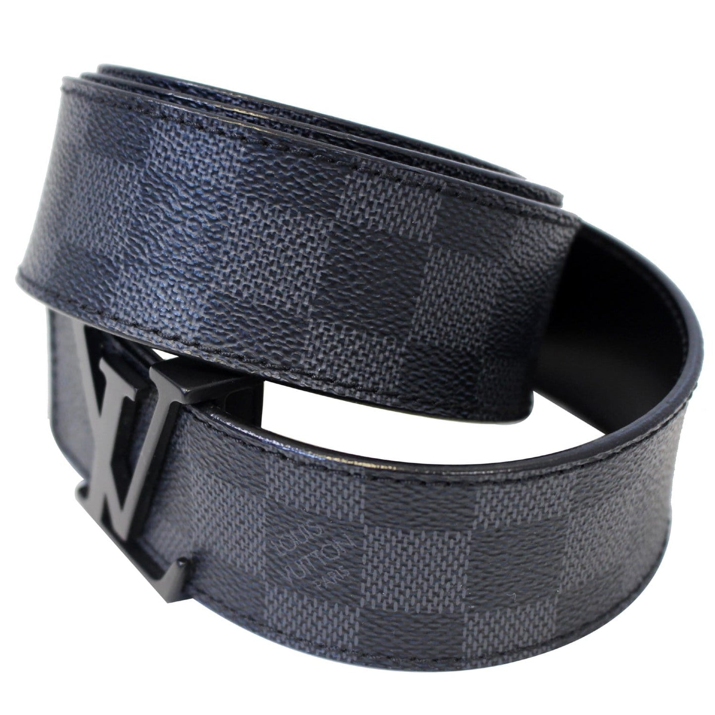 LOUIS VUITTON Damier Ebene LV Initials Belt Black