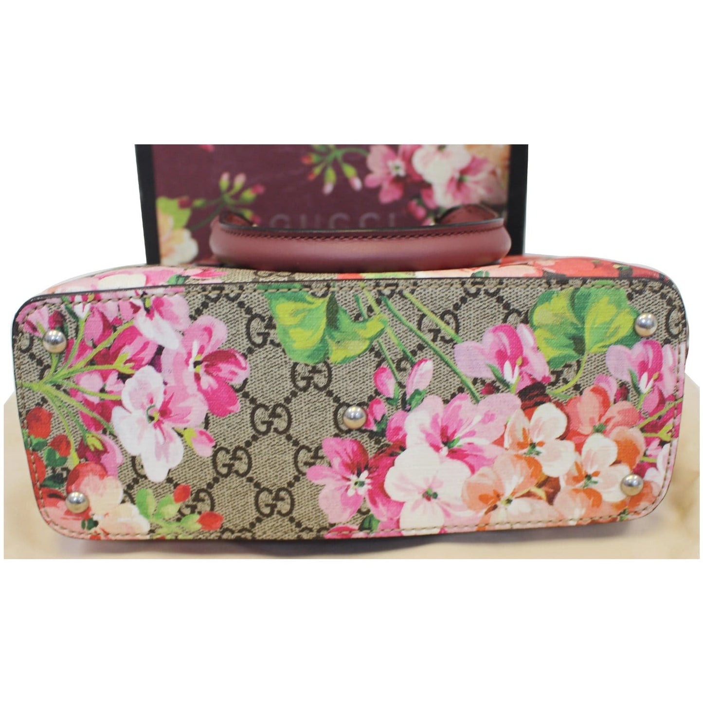 GUCCI GG Supreme Blooms Small Satchel Bag 453177 Raisin
