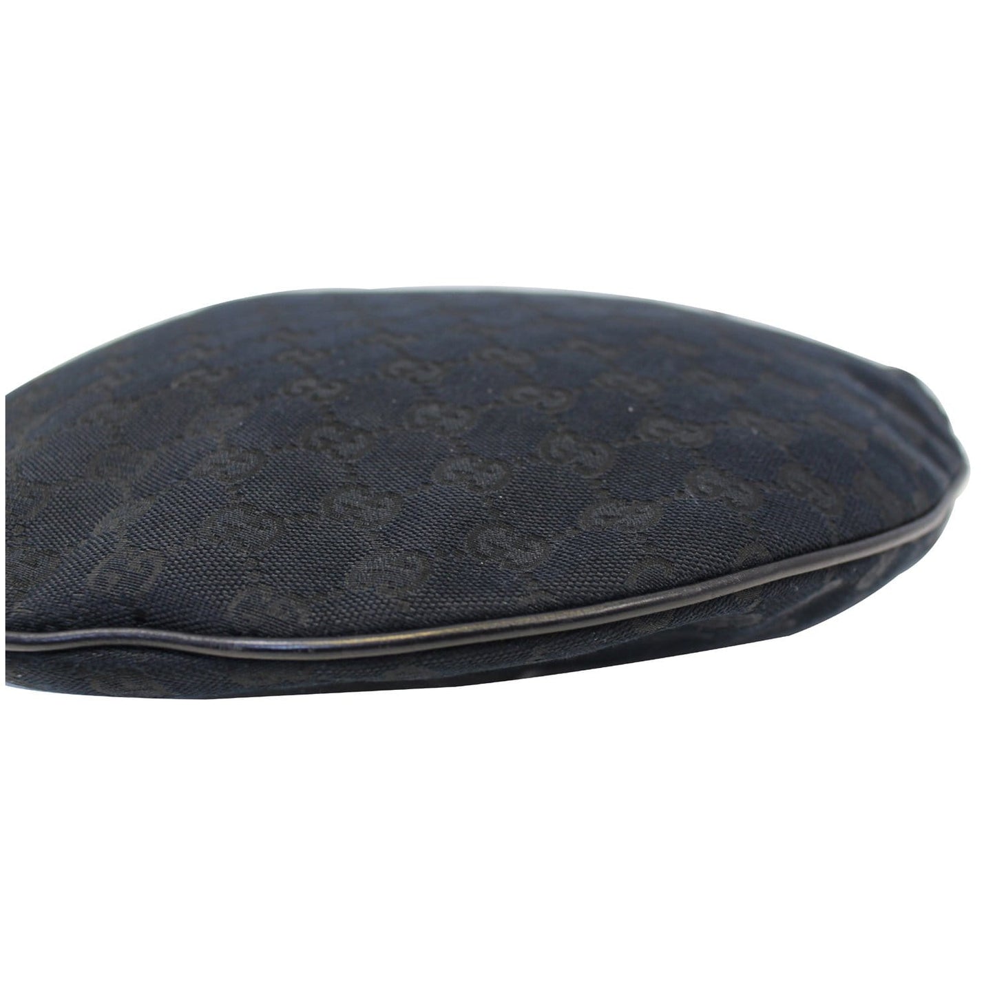 GUCCI GG Canvas Horsebit Medium Wave Hobo Bag Black