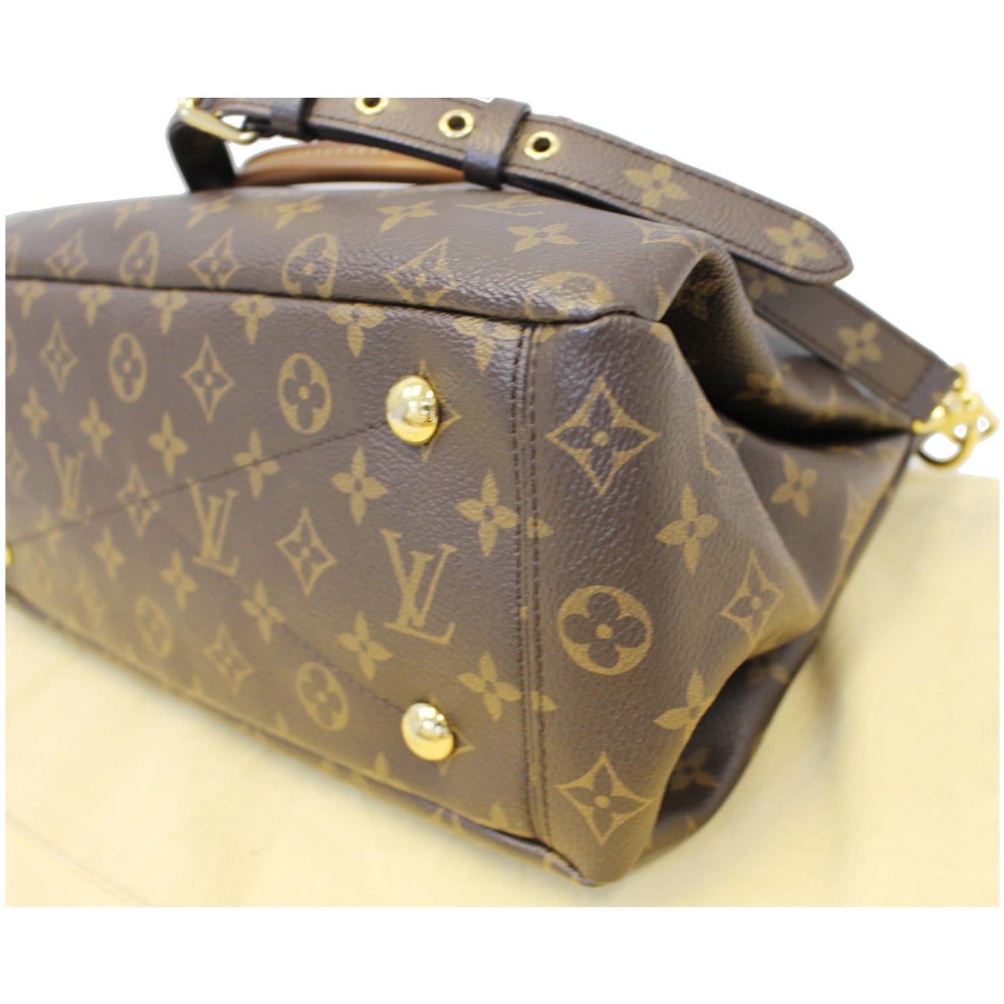 LOUIS VUITTON Pallas Monogram Canvas 2Way Shoulder Bag Brown