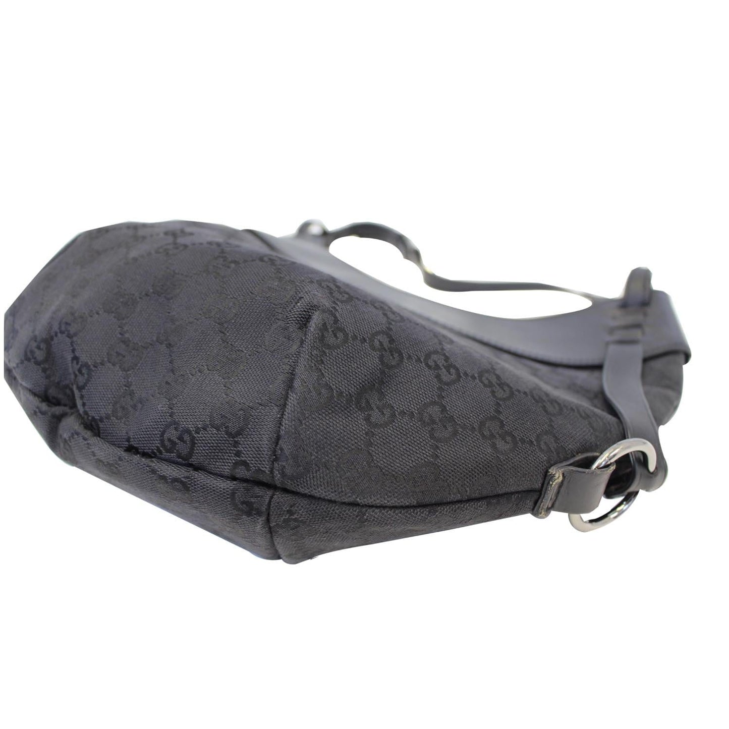 GUCCI GG Canvas Half Moon Hobo Bag Black