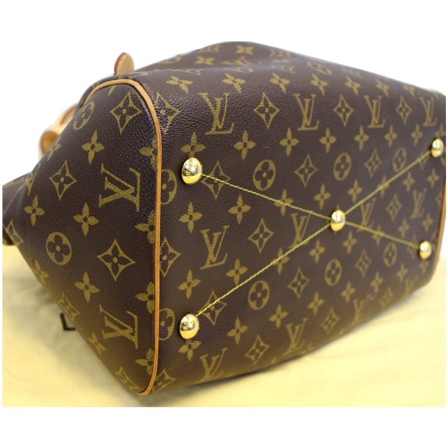 LOUIS VUITTON Tivoli GM Monogram Canvas Shoulder Satchel Bag Brown