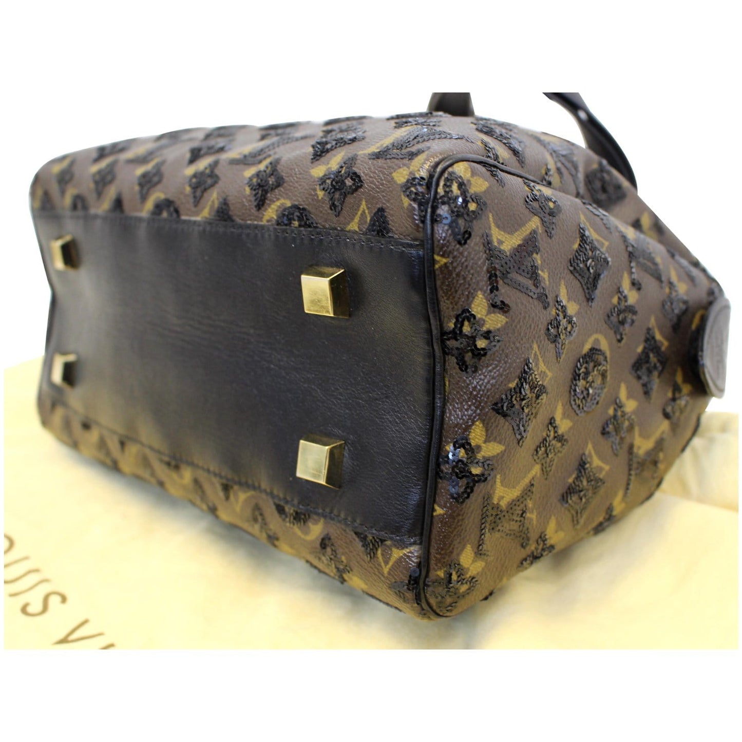 LOUIS VUITTON Eclipse Speedy 30 Sequin Monogram Canvas Satchel Bag Black
