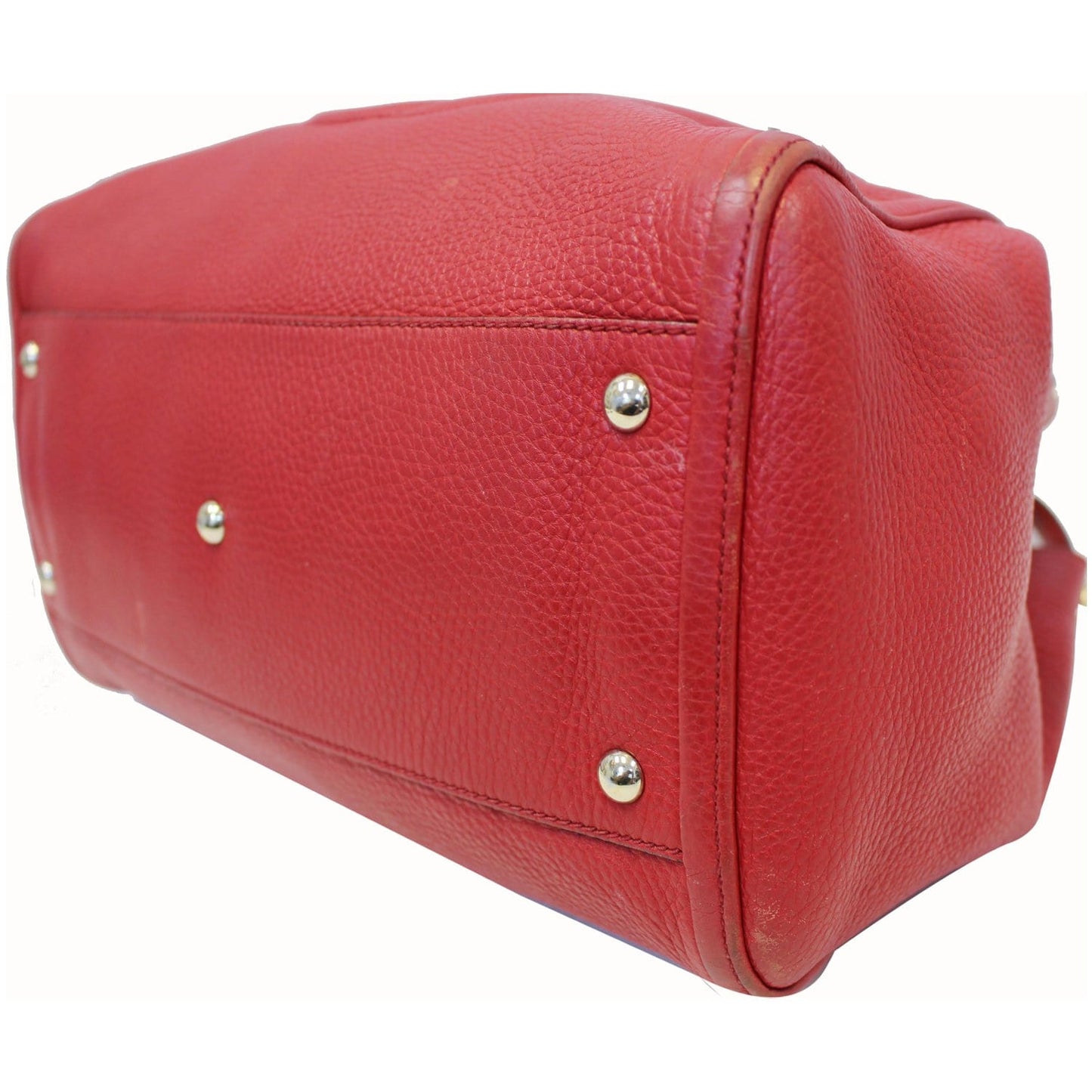 GUCCI Soho Top Handle Pebbled Leather Tote Bag Red