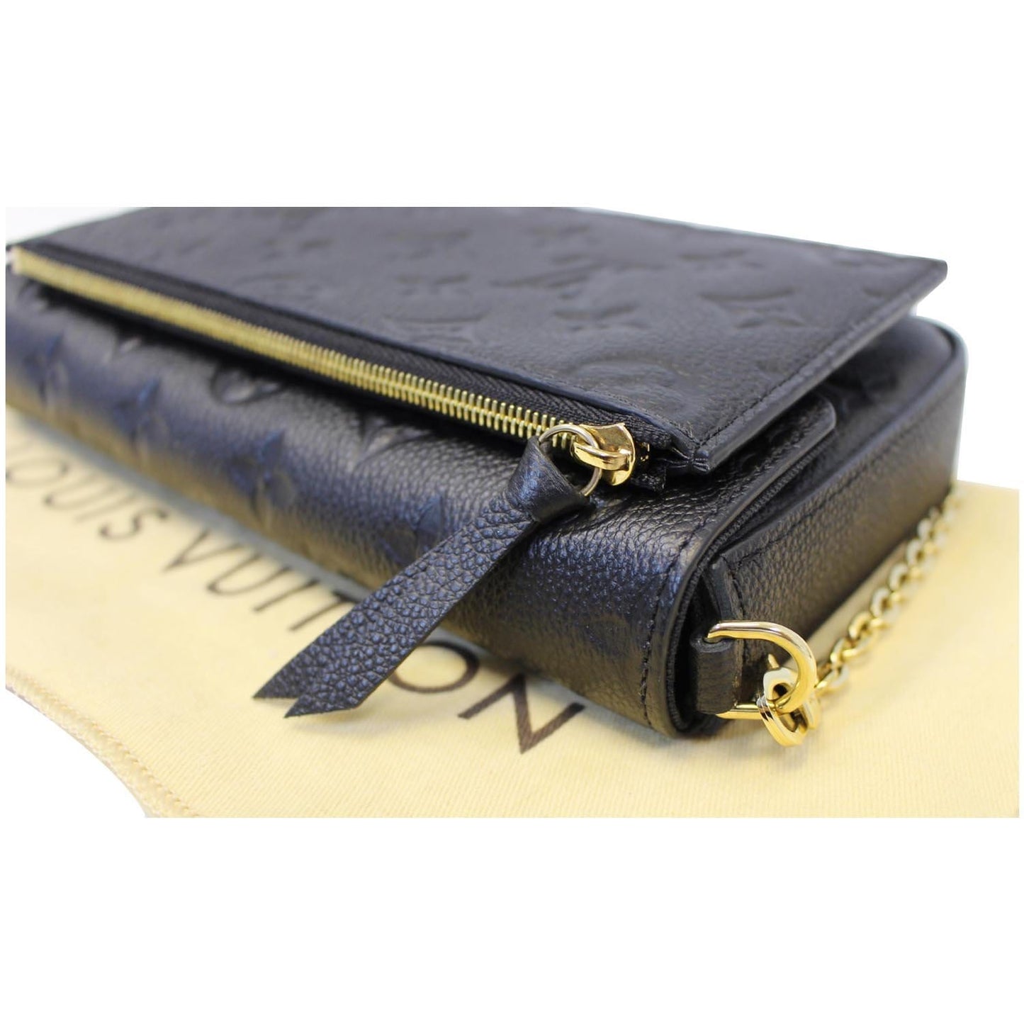 LOUIS VUITTON Pochette Felicie Empreinte Leather Crossbody Bag Black