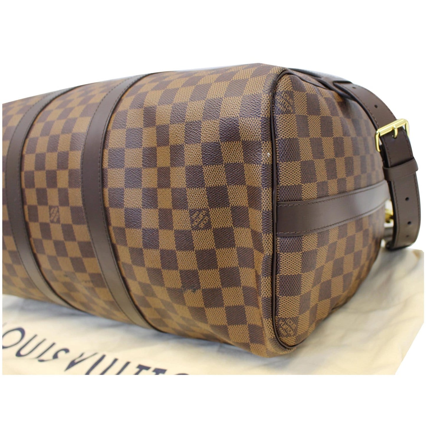 LOUIS VUITTON Keepall 45 Bandouliere Damier Ebene Travel Bag Brown