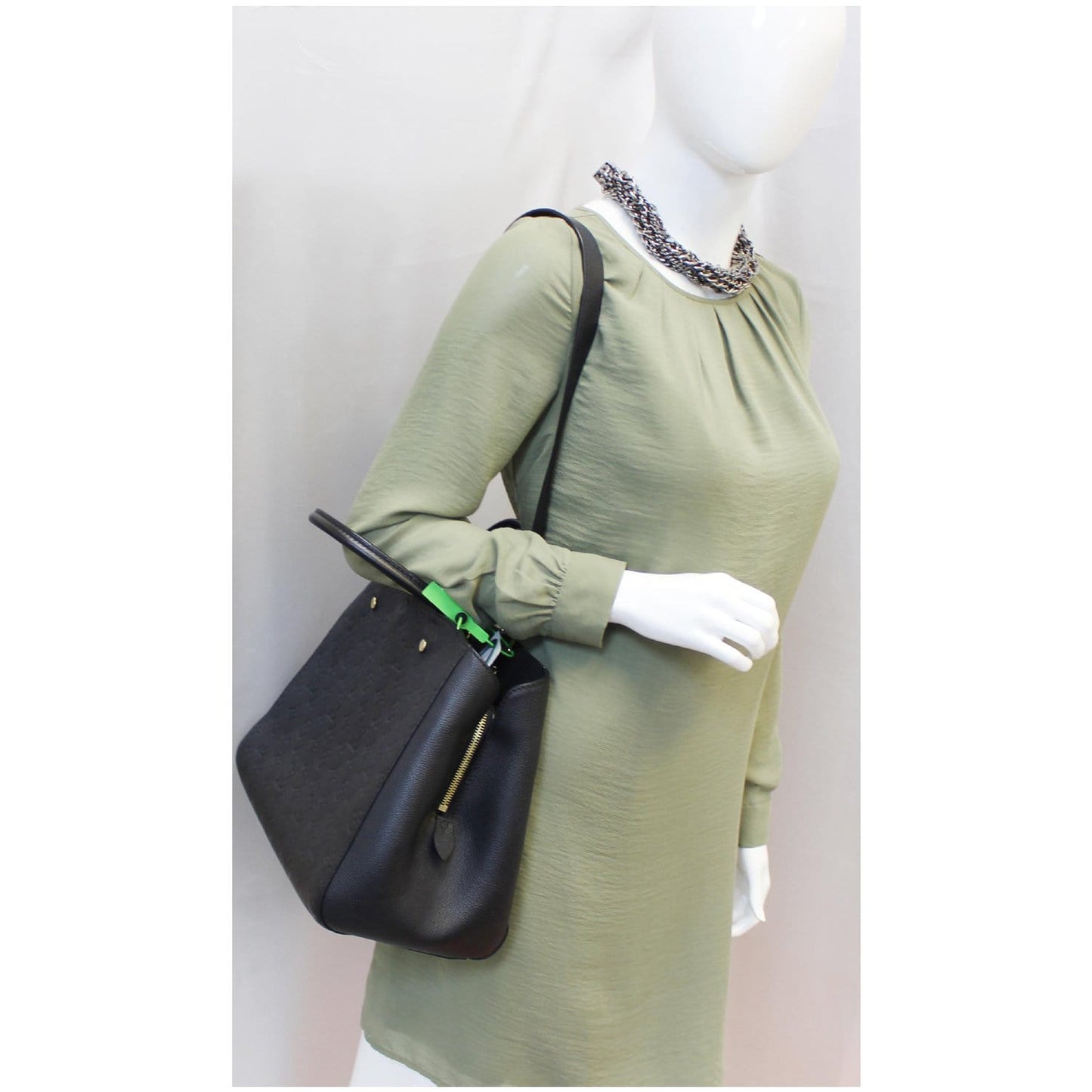 LOUIS VUITTON Montaigne GM Empreinte Leather Shoulder Bag Black