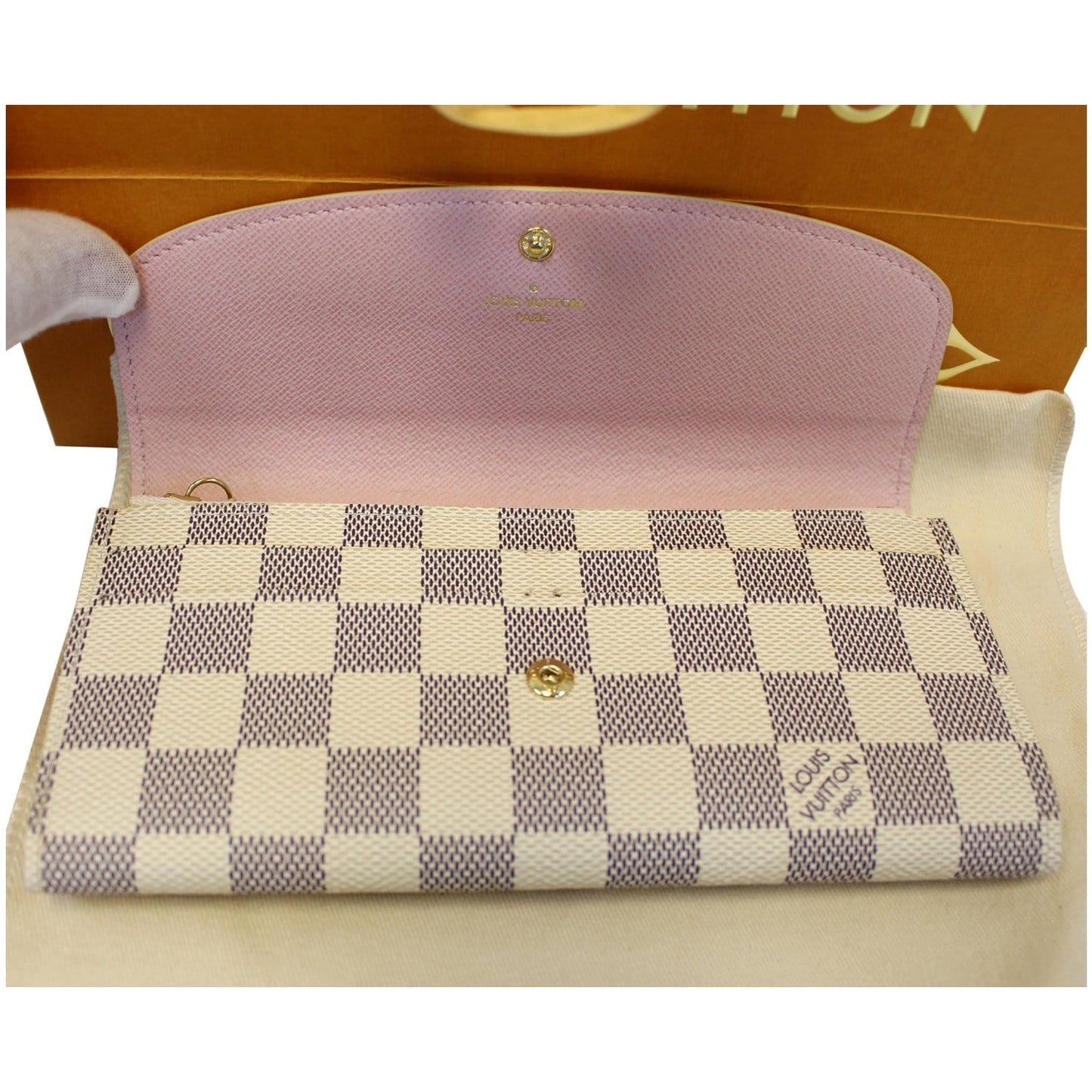 LOUIS VUITTON Emilie Damier Azur Wallet Rose Ballerine