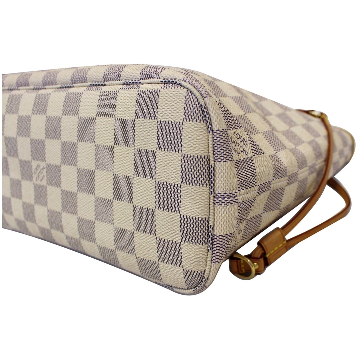 LOUIS VUITTON Neverfull PM Damier Azur Tote Shoulder Bag White