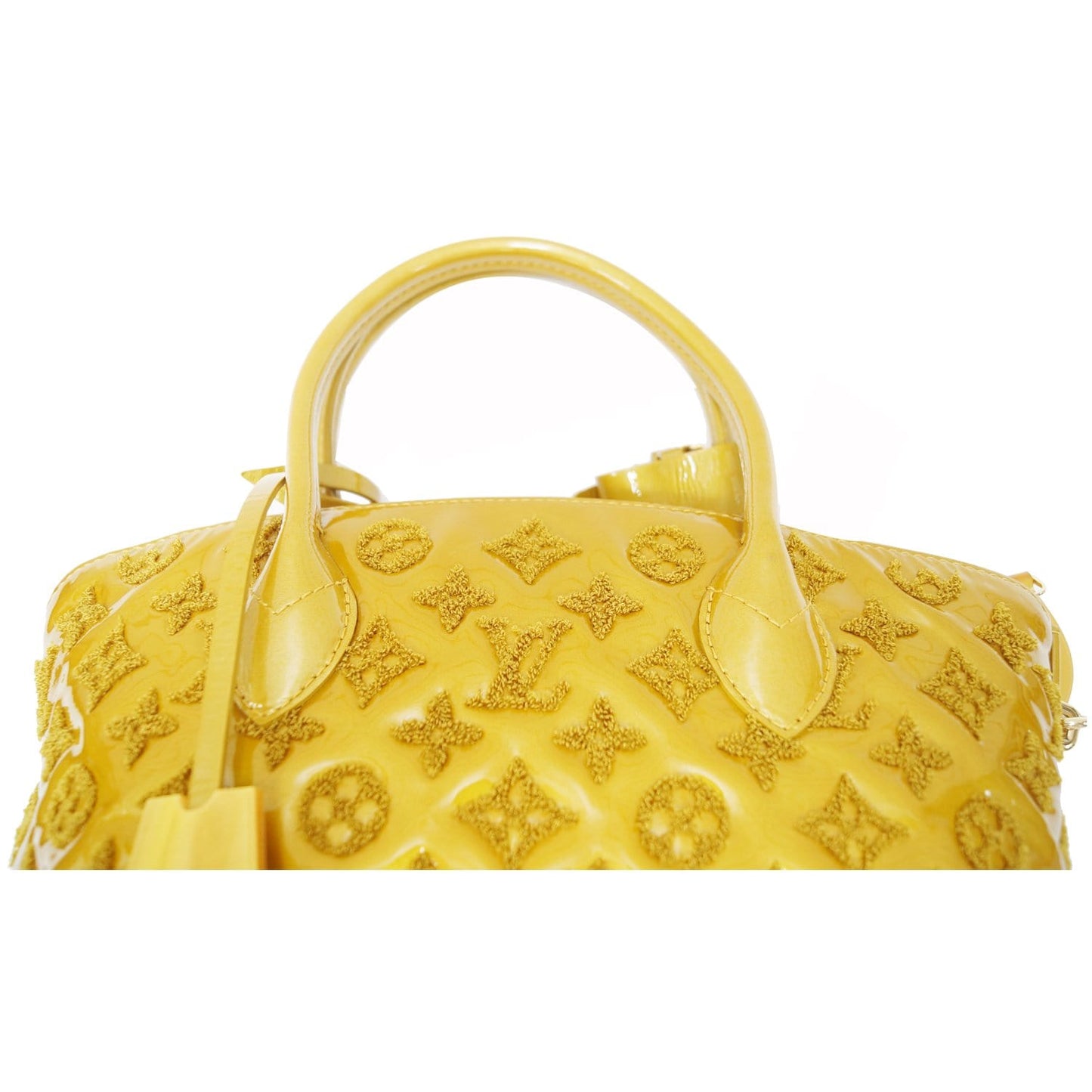 LOUIS VUITTON Lockit Lambskin Monogram Fascination Satchel Bag Mustard Yellow