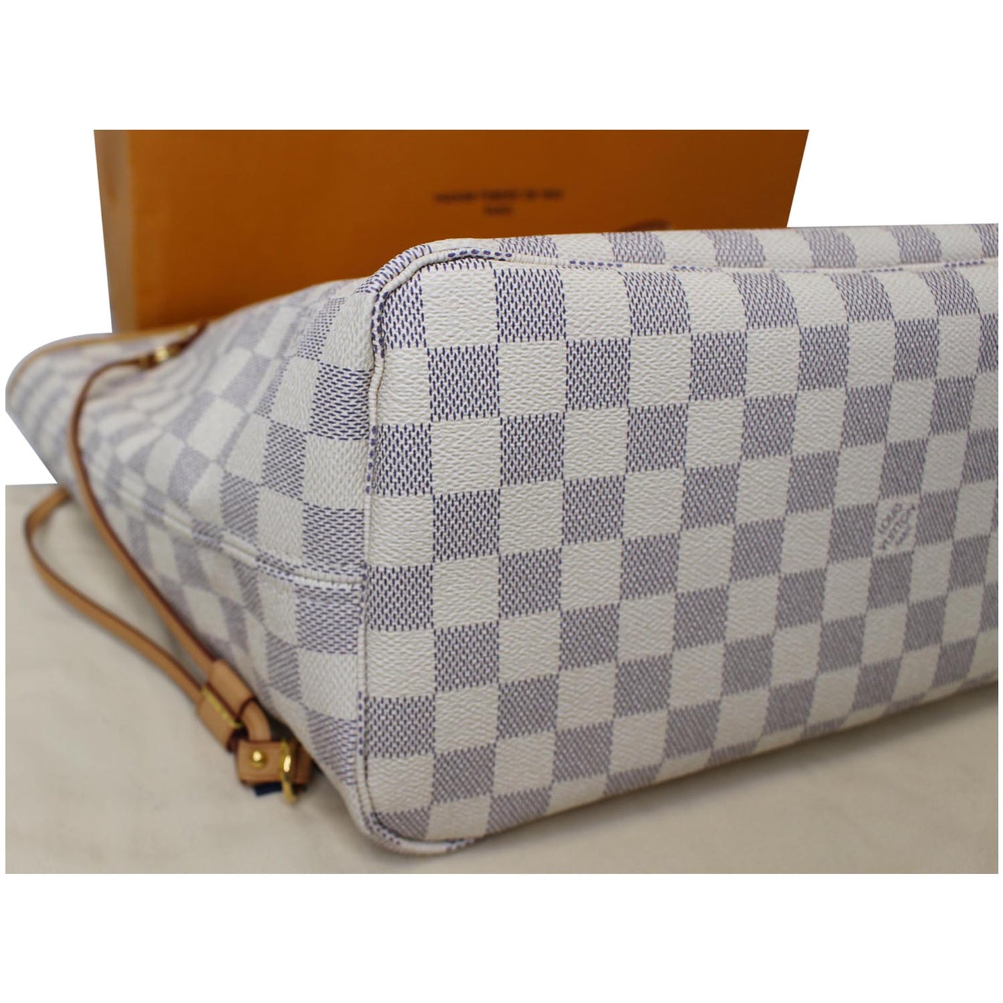 LOUIS VUITTON Neverfull MM Damier Azur Tote Shoulder Bag White