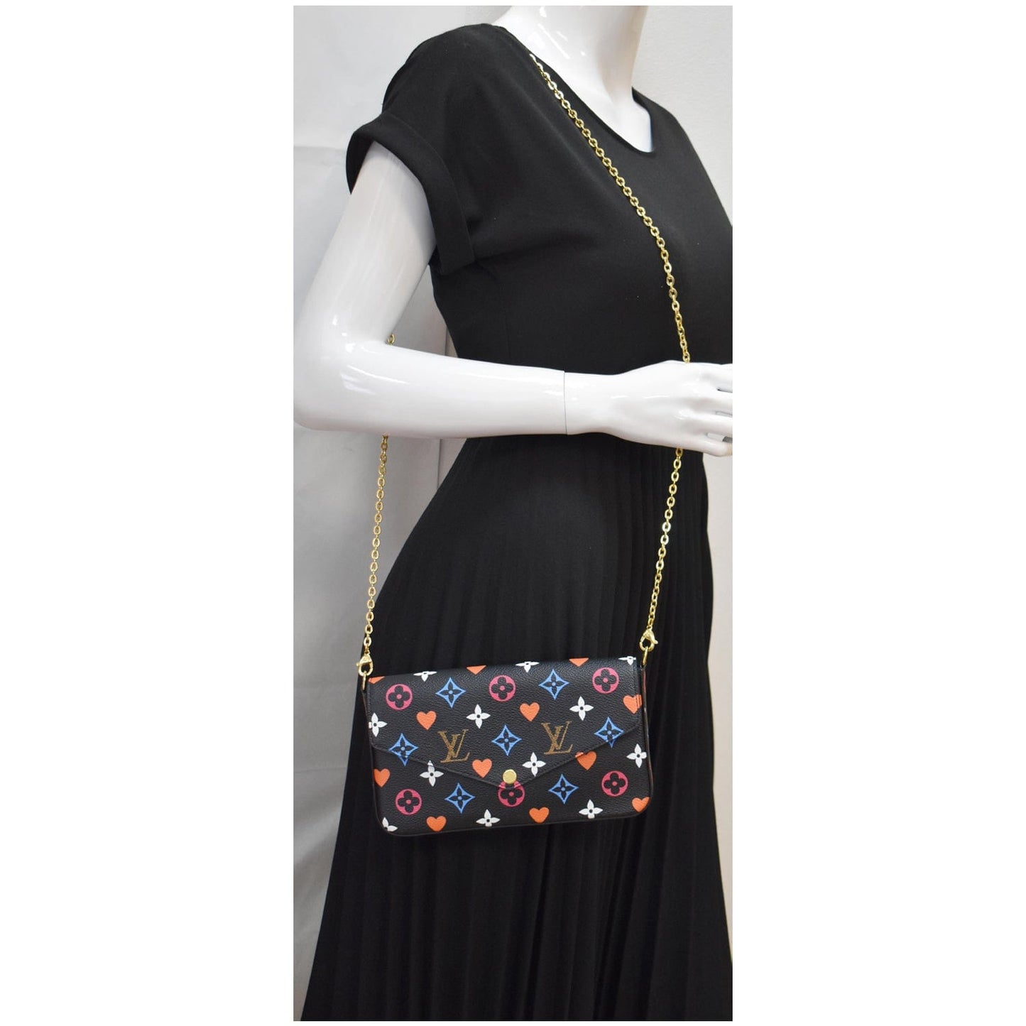 LOUIS VUITTON Pochette Felicie Game On Canvas Crossbody Bag Multicolor