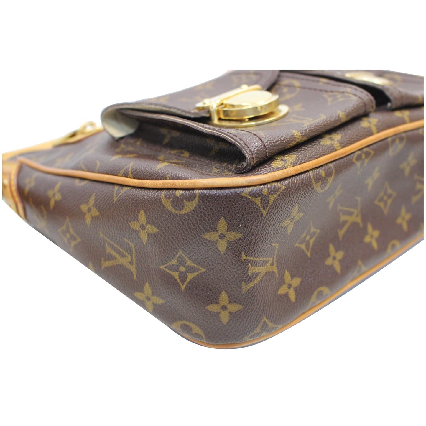 LOUIS VUITTON Hudson GM Monogram Canvas Shoulder Bag Brown