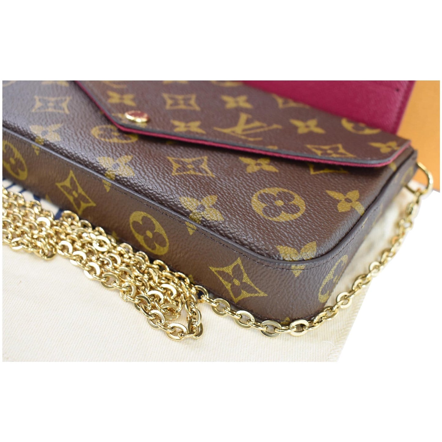LOUIS VUITTON Pochette Felicie Monogram Canvas Crossbody Bag Brown