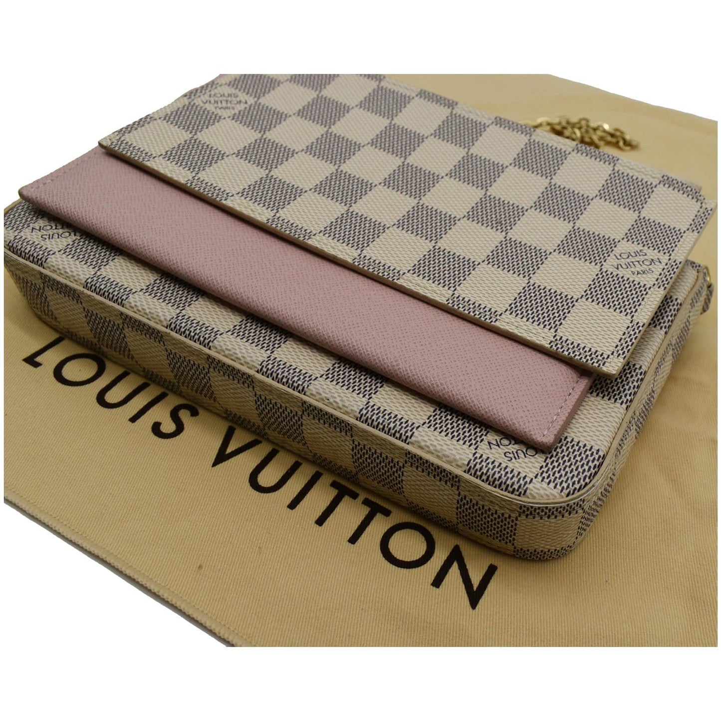 LOUIS VUITTON Felicie Pochette Damier Azur Crossbody Bag White
