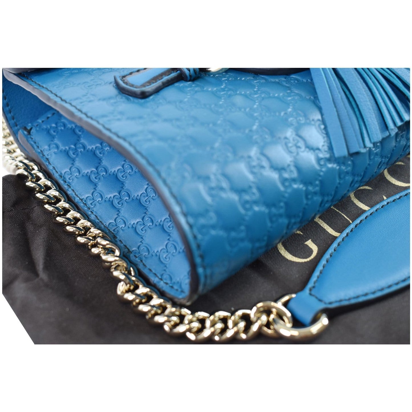 GUCCI Emily Mini Micro GG Guccissima Leather Shoulder Bag Teal