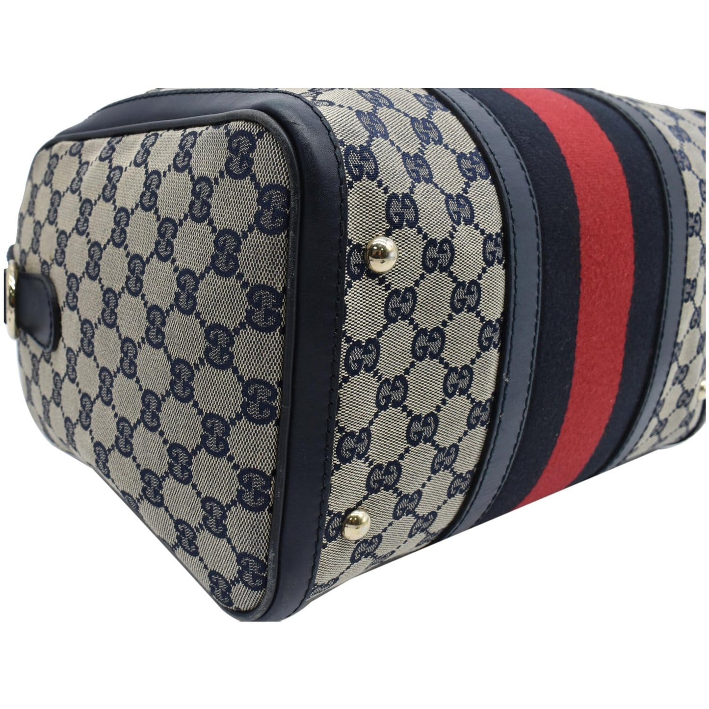 GUCCI Vintage Web Original GG Boston Bag Blue 247205