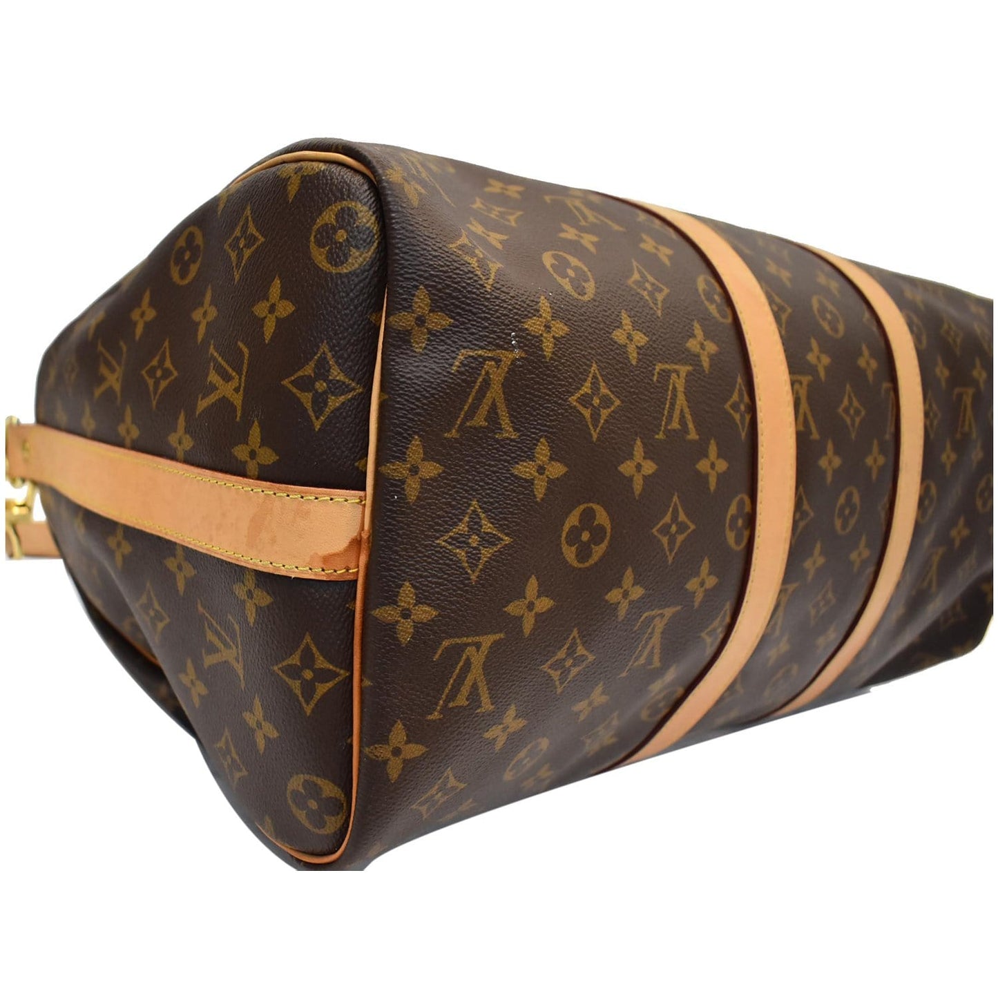 LOUIS VUITTON Keepall 45 Bandouliere Monogram Canvas Travel Bag Brown