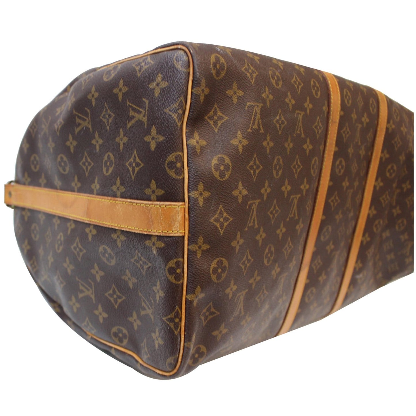 LOUIS VUITTON Keepall 60 Bandouliere Monogram Canvas Travel Bag Brown