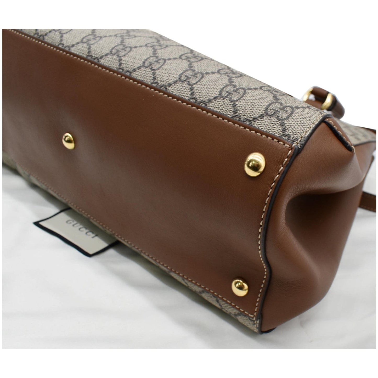 GUCCI Blind for Love GG Supreme Canvas Top Handle Crossbody Bag Maple Brown 453704