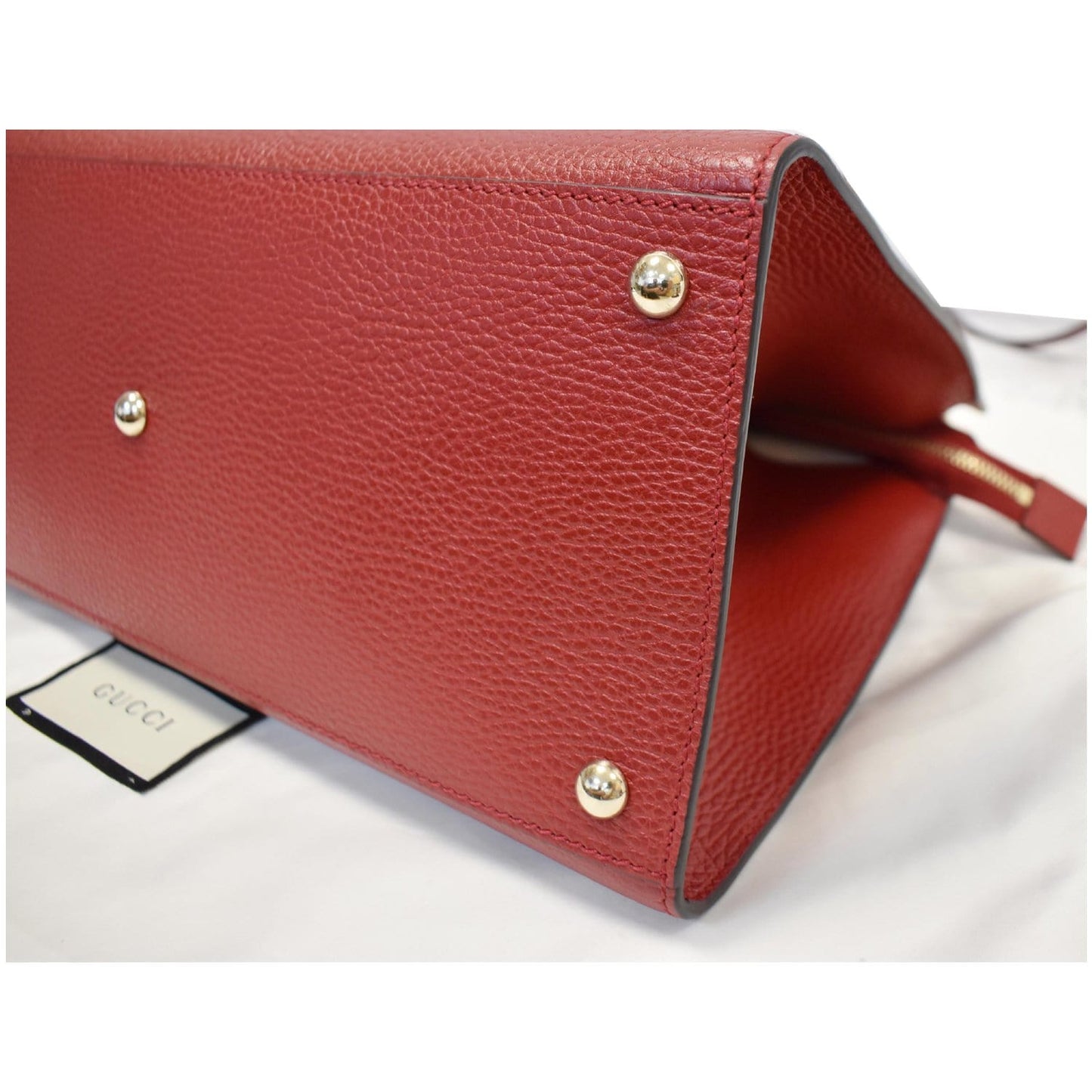 GUCCI Soho Disco Top Handle Pebbled Leather Shoulder Bag Red 607721