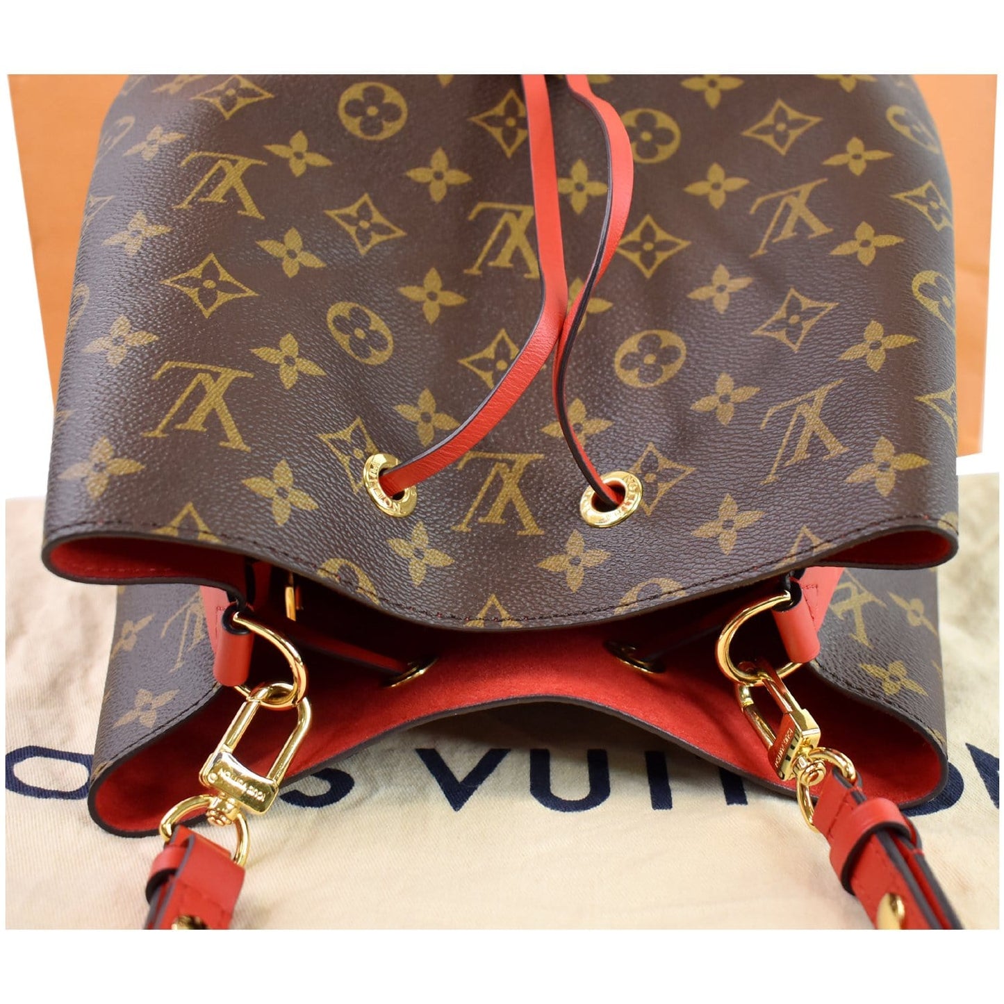 LOUIS VUITTON Neonoe Monogram Canvas Shoulder Bag Coquelicot
