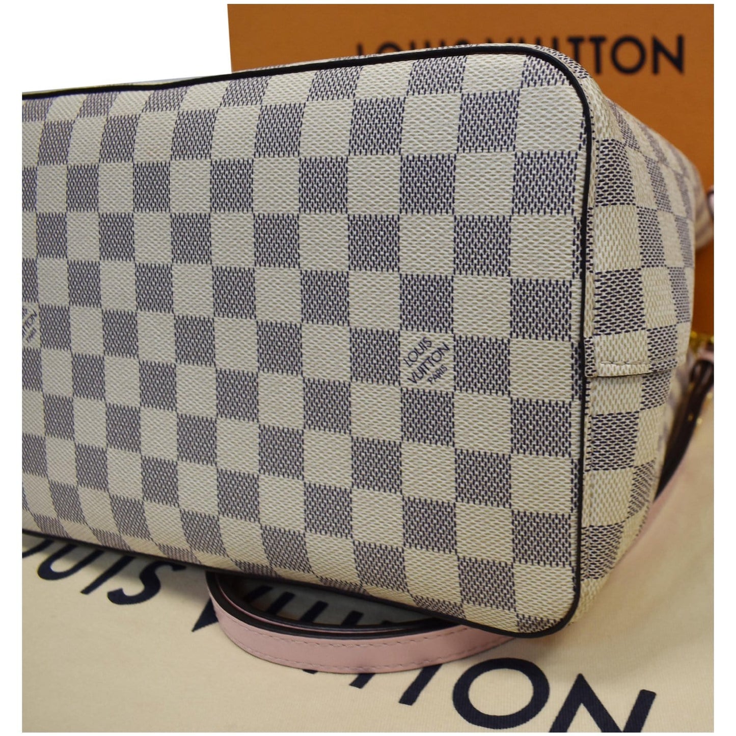 LOUIS VUITTON Neonoe MM Damier Azur Shoulder Bag Rose