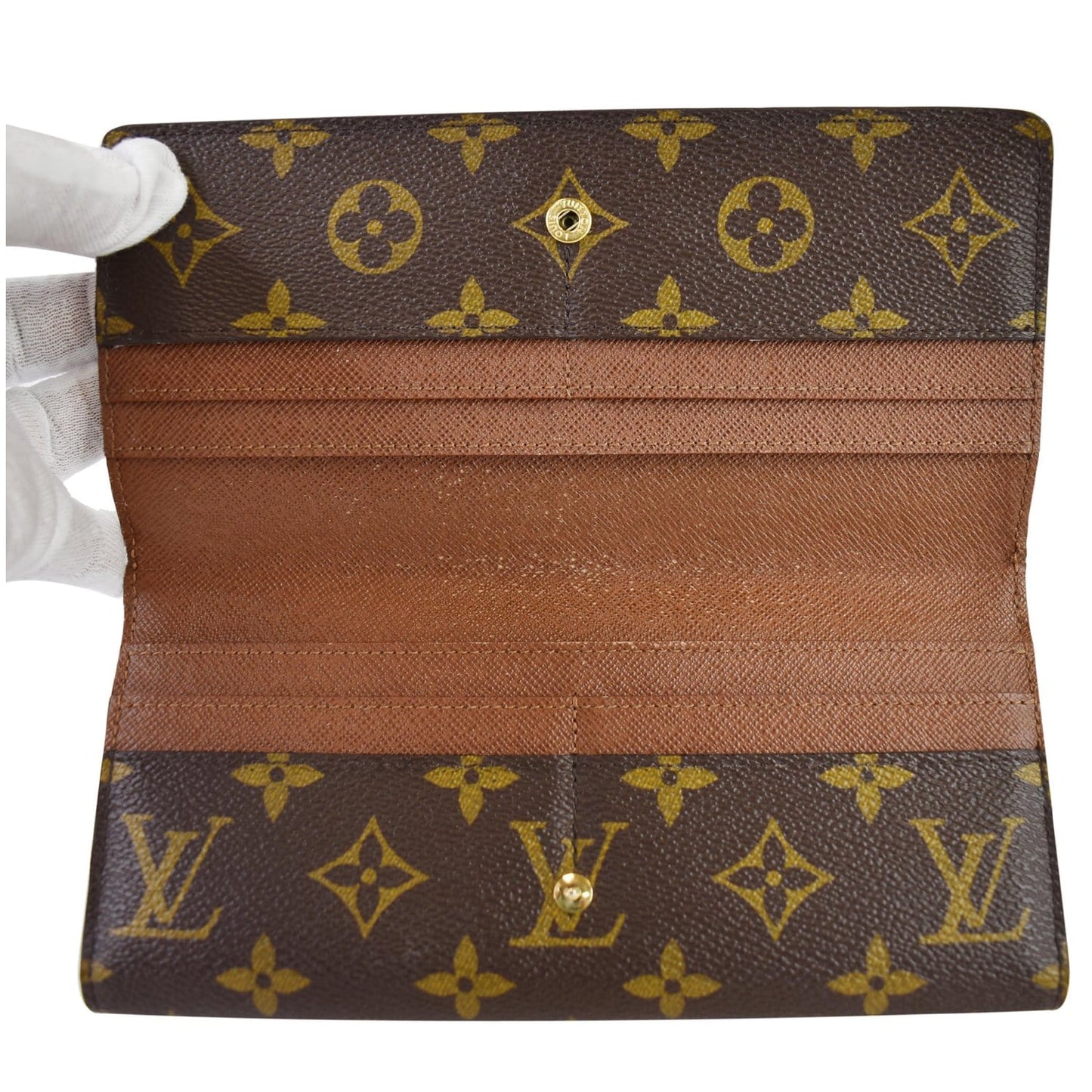 LOUIS VUITTON Emilie Monogram Canvas Wallet Brown