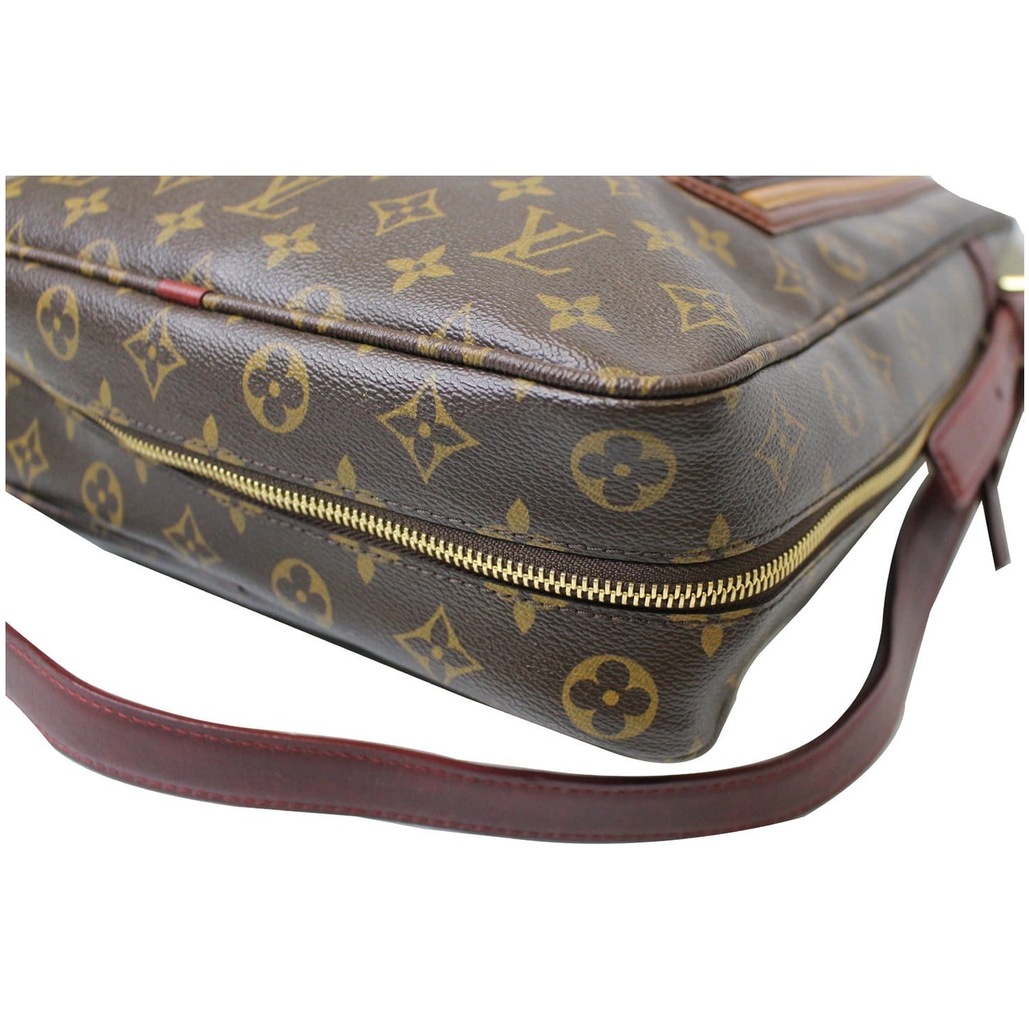 LOUIS VUITTON Bequia Porte Document Monogram Vertical Tote Bag Brown