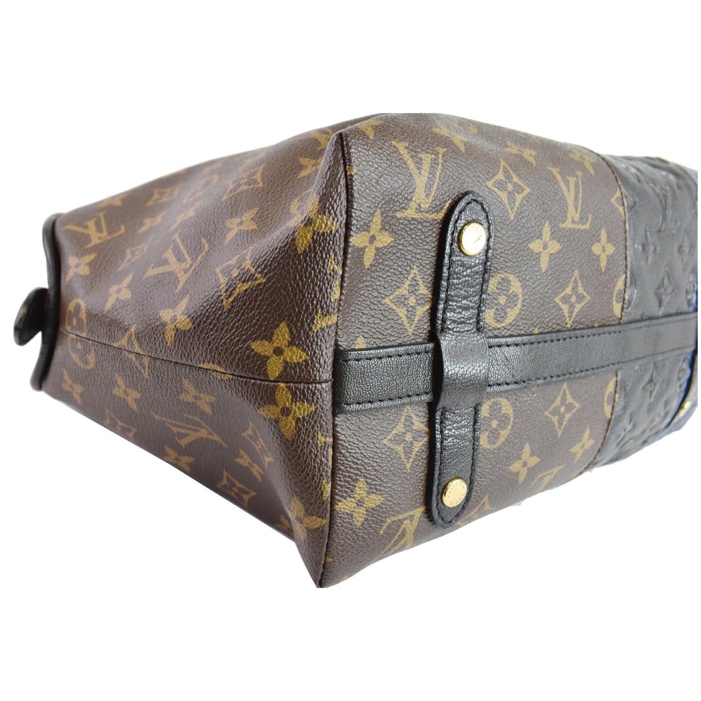 LOUIS VUITTON Blocks Stripes Monogram Leather Tote Bag Tri-Color