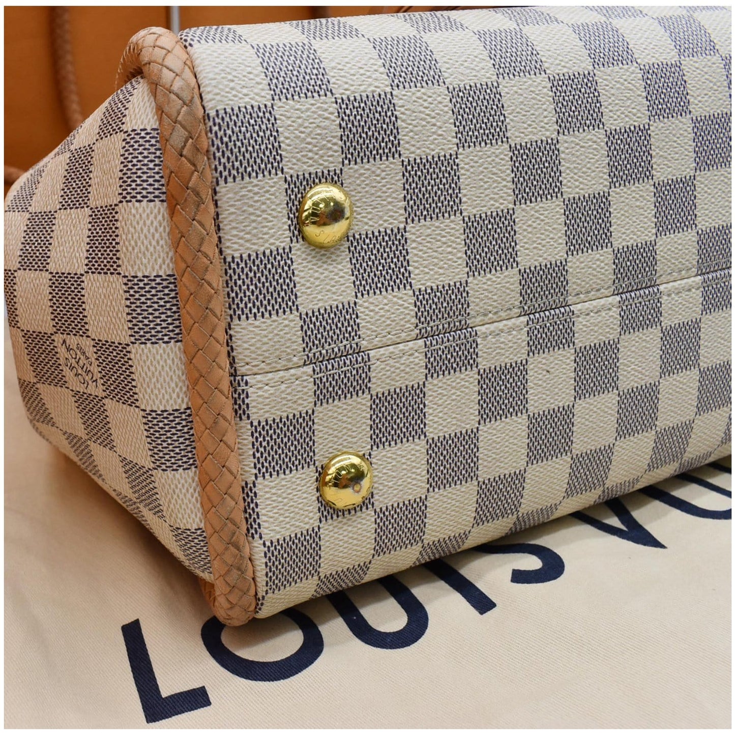 LOUIS VUITTON Propriano Damier Azur Tote Shoulder Bag White