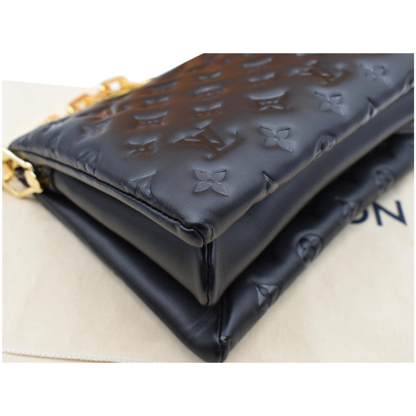 LOUIS VUITTON Coussin PM Monogram Embossed Shoulder Bag Black