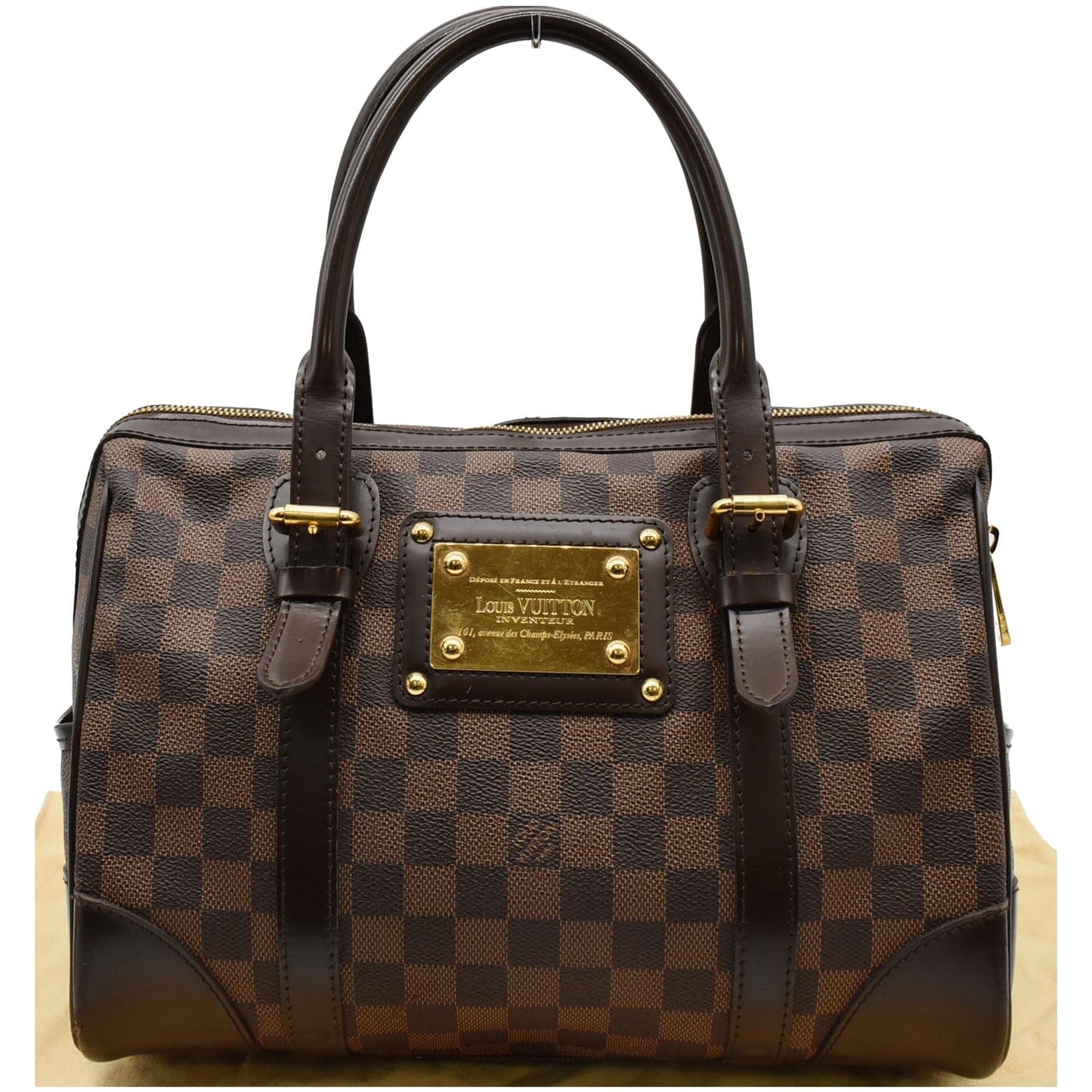 LOUIS VUITTON Berkeley Damier Ebene Satchel Bag Brown