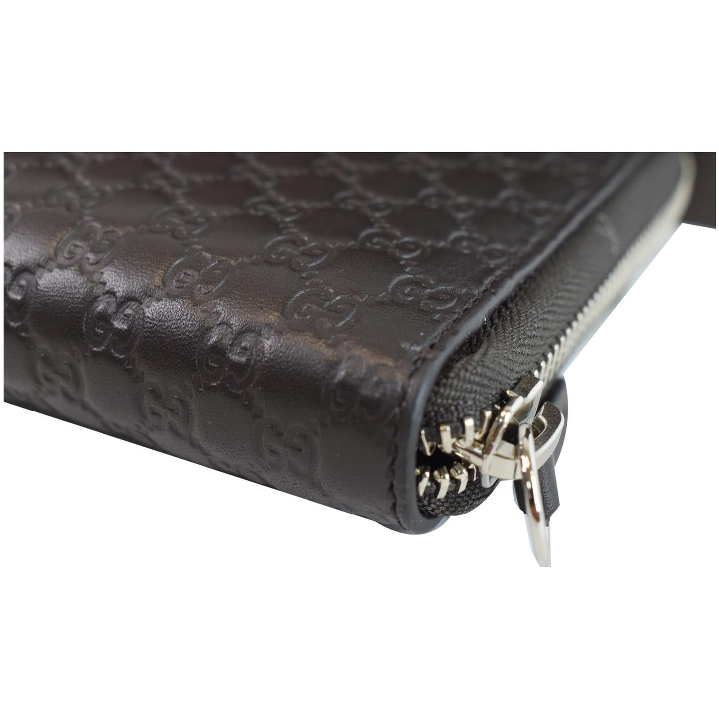 GUCCI Micro GG Guccissima Leather Zip Around XL Wallet Dark Brown 391465