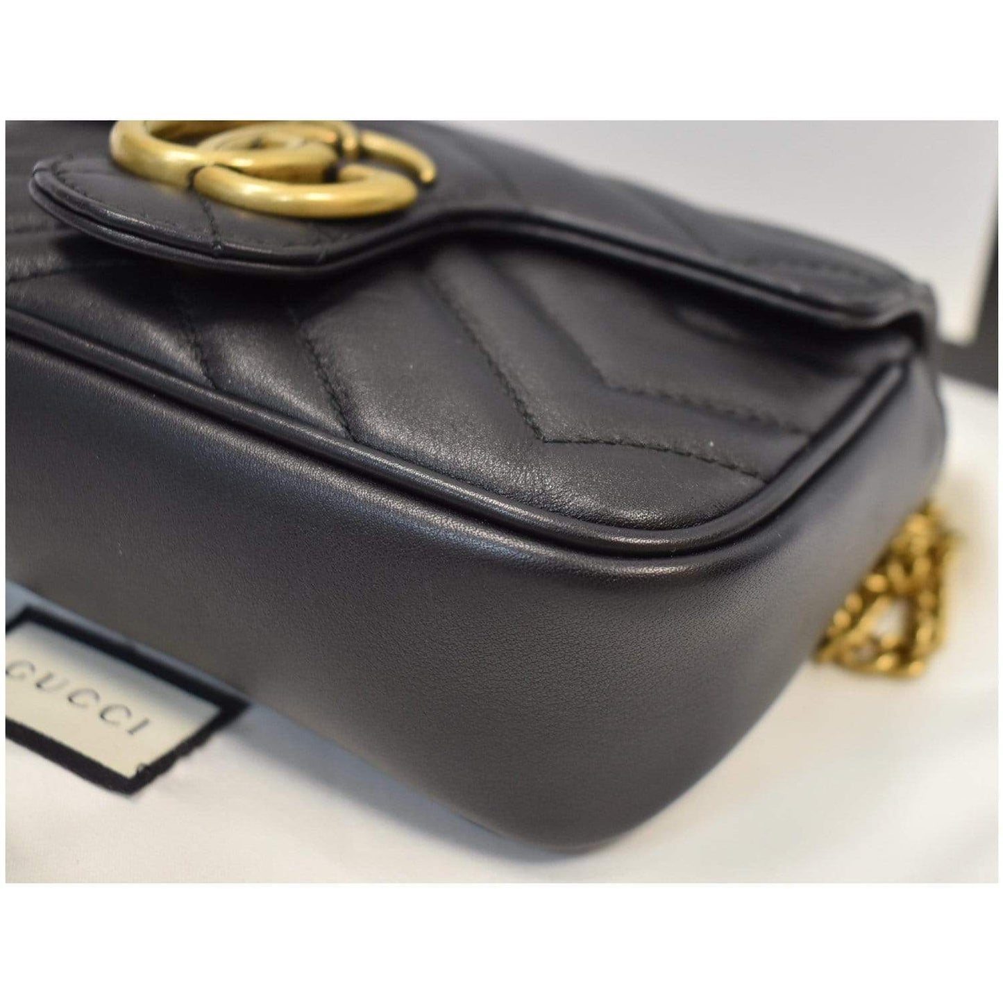 GUCCI GG Marmont Super Mini Leather Crossbody Bag Black 476433