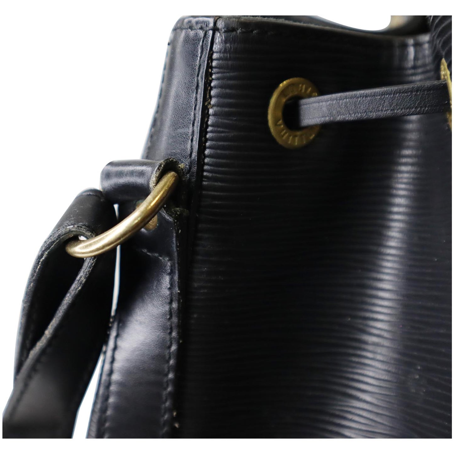 LOUIS VUITTON Petit Noe Epi Leather Shoulder Bag Black
