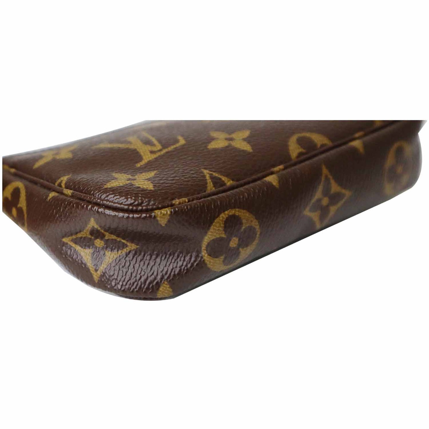 LOUIS VUITTON Mini Pochette Monogram Canvas Accessories Pouch Brown