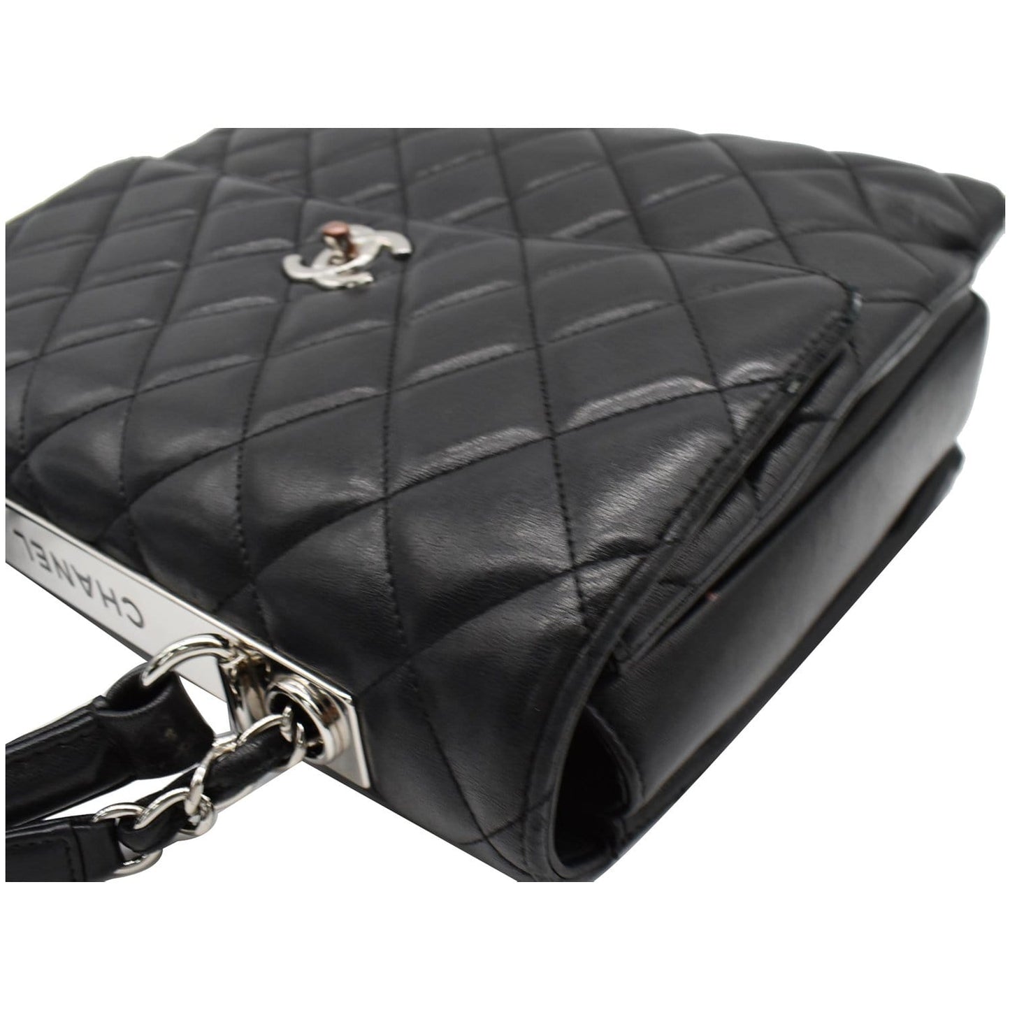 CHANEL Trendy CC Large Flap Quilted Lambskin Leather Shoulder Bag Black