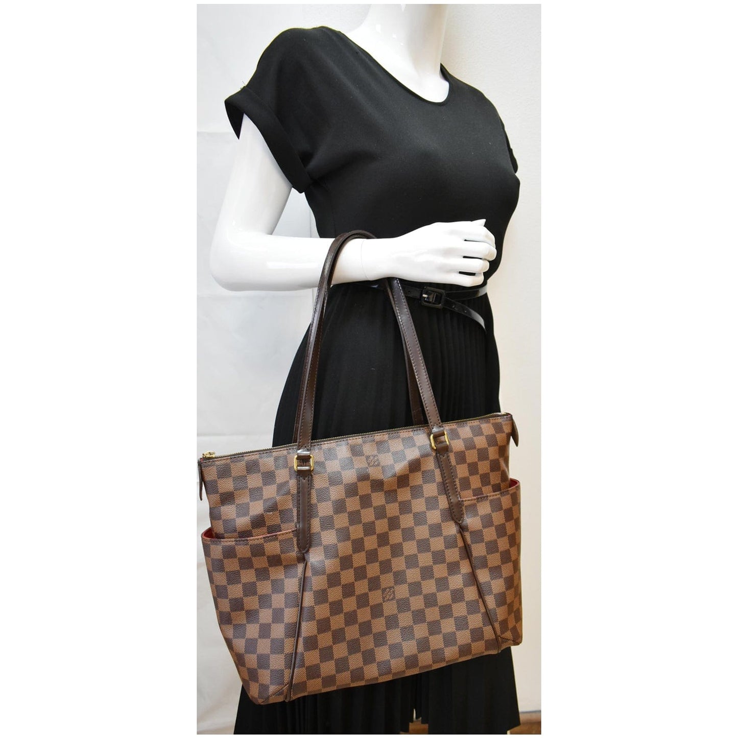 LOUIS VUITTON Totally MM Damier Ebene Shoulder Bag Brown