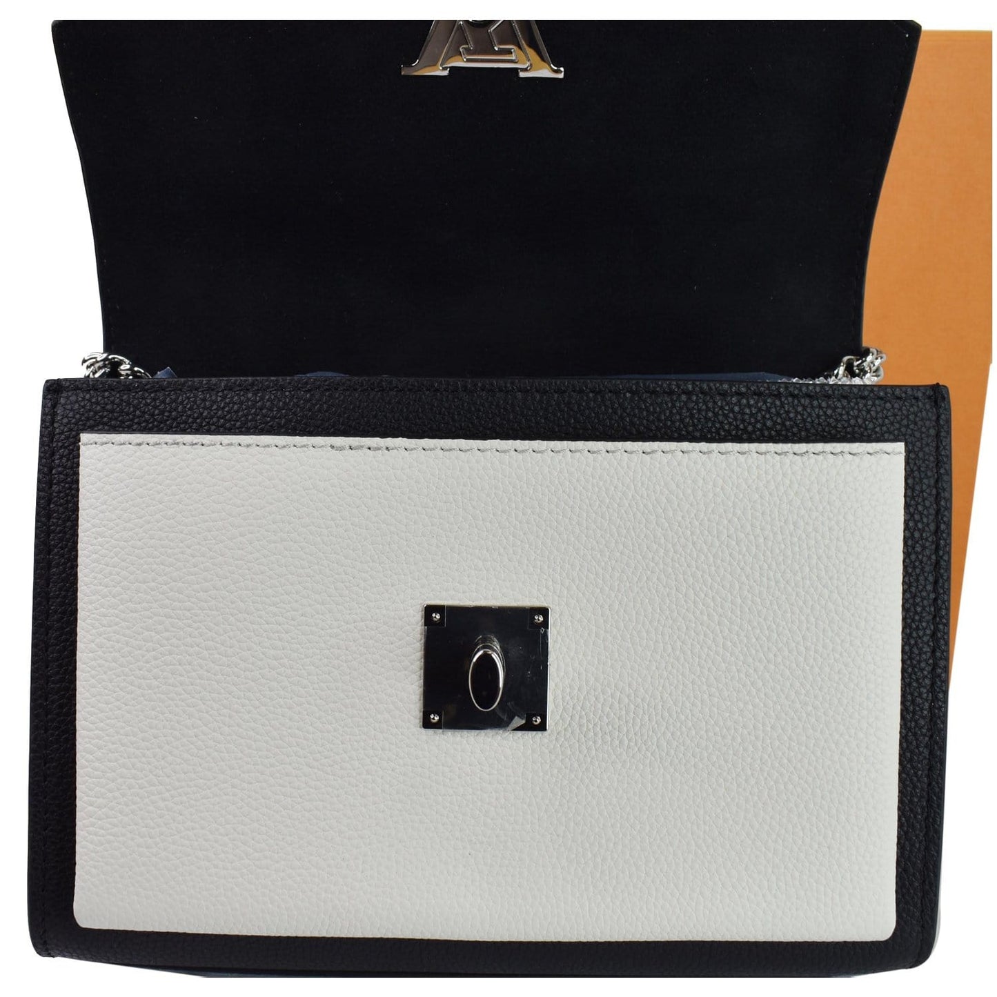 LOUIS VUITTON MyLockme BB Leather Crossbody Bag Black/Creme Beige