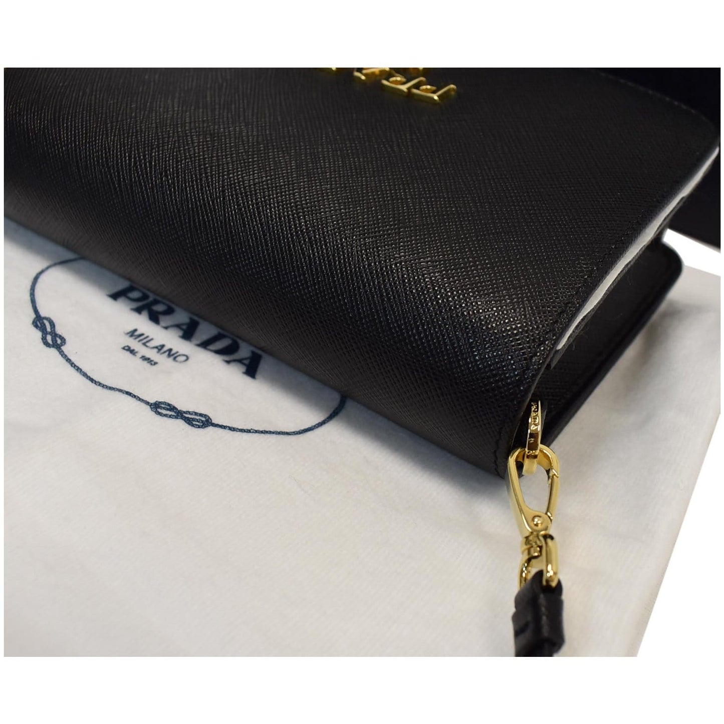 PRADA Saffiano Leather Mini Shoulder Bag Black