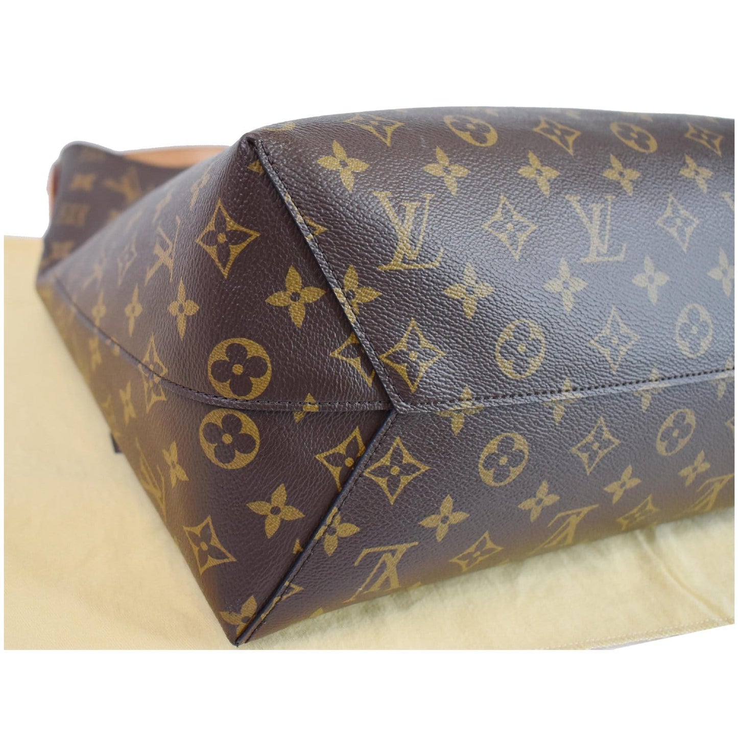 LOUIS VUITTON Flower Monogram Canvas Shoulder Hobo Bag Brown