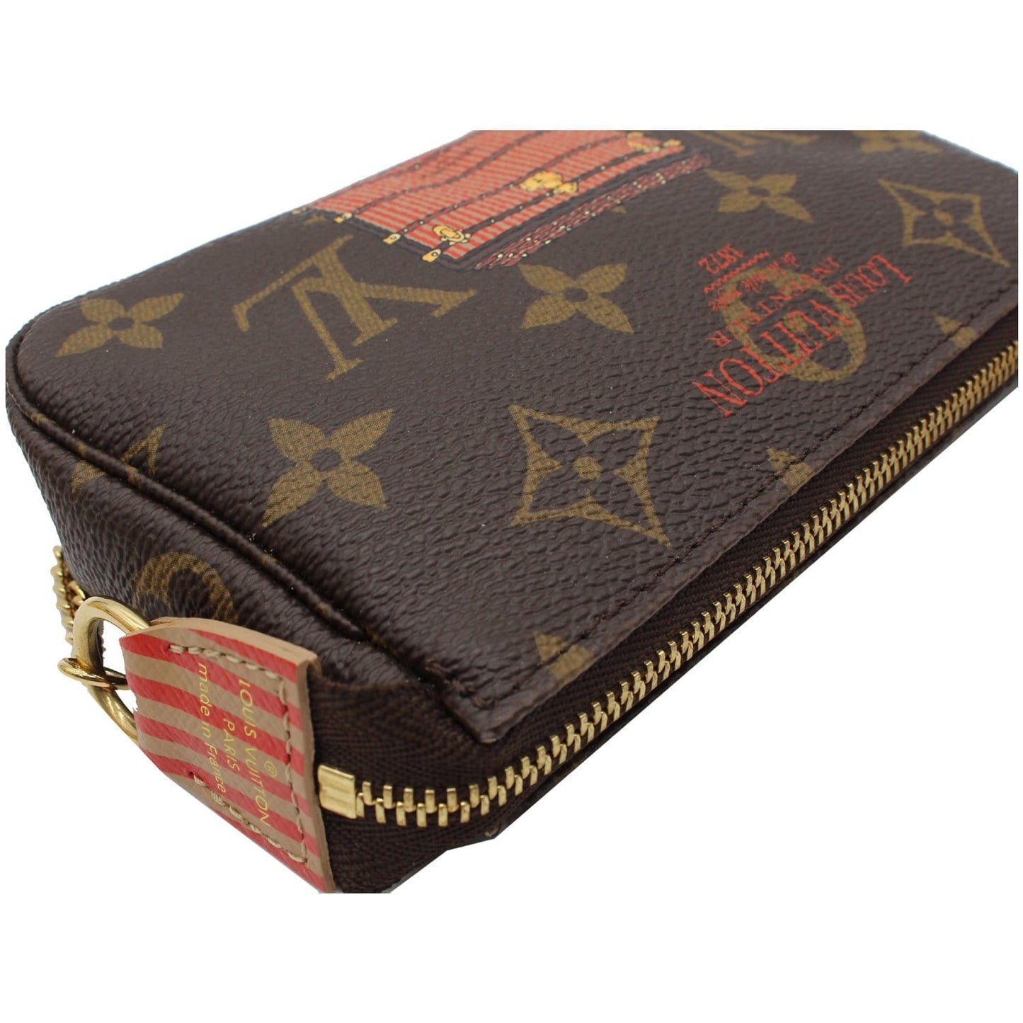 LOUIS VUITTON Inventeur Trunks & Locks Mini Accessories Monogram Canvas Pochette Brown