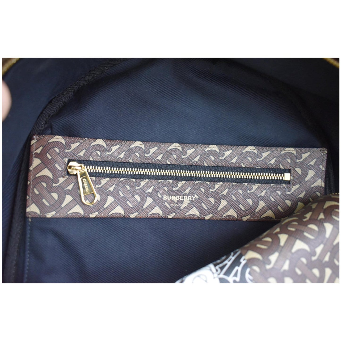 BURBERRY Bridle Stripe Monogram Print E-canvas Backpack Brown