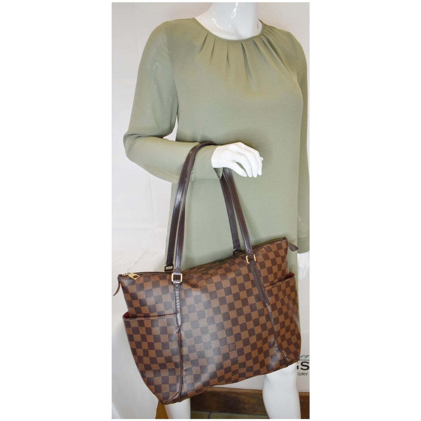 LOUIS VUITTON Totally MM Damier Ebene Shoulder Bag Brown