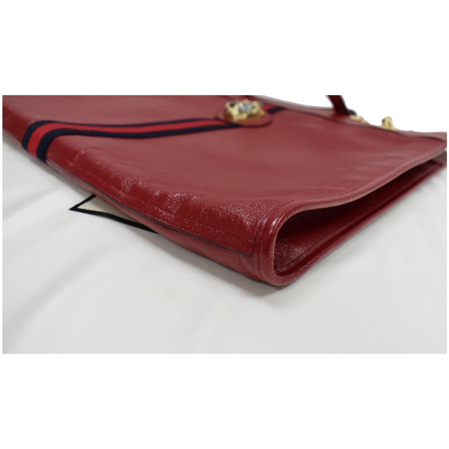 GUCCI Rajah Large Leather Tote Shoulder Bag Red 537219