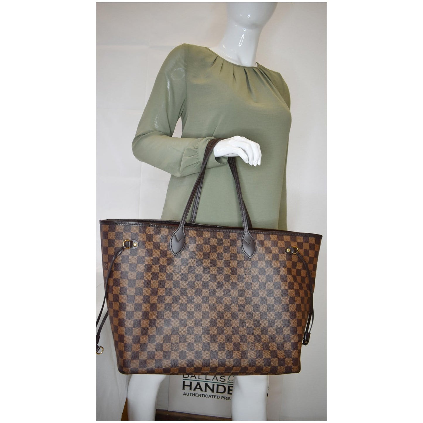 LOUIS VUITTON Neverfull GM Damier Ebene Tote Shoulder Bag Brown
